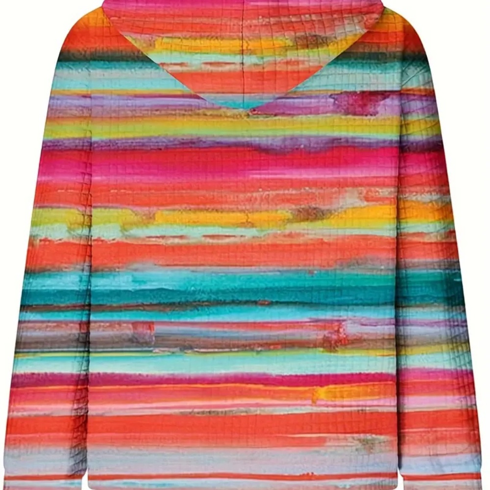 Rainbow coloured Relaxed Ribbed Long Sleeve Sweatshirt - Picture 2 of 4